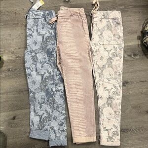Floral and Textured Pants Set